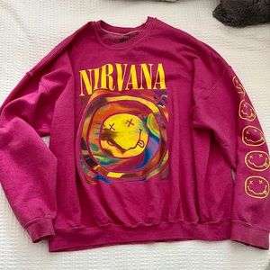 urban outfitters nirvana smiley oversized sweatshirt